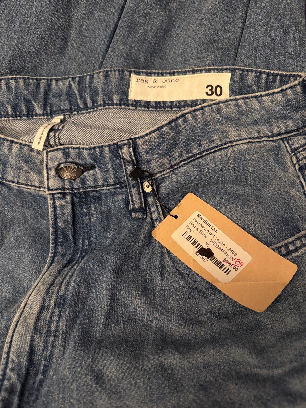 NWT rag and Bone the Logan mid rise Wide Leg featherweight Light Wash - Picture 3 of 4